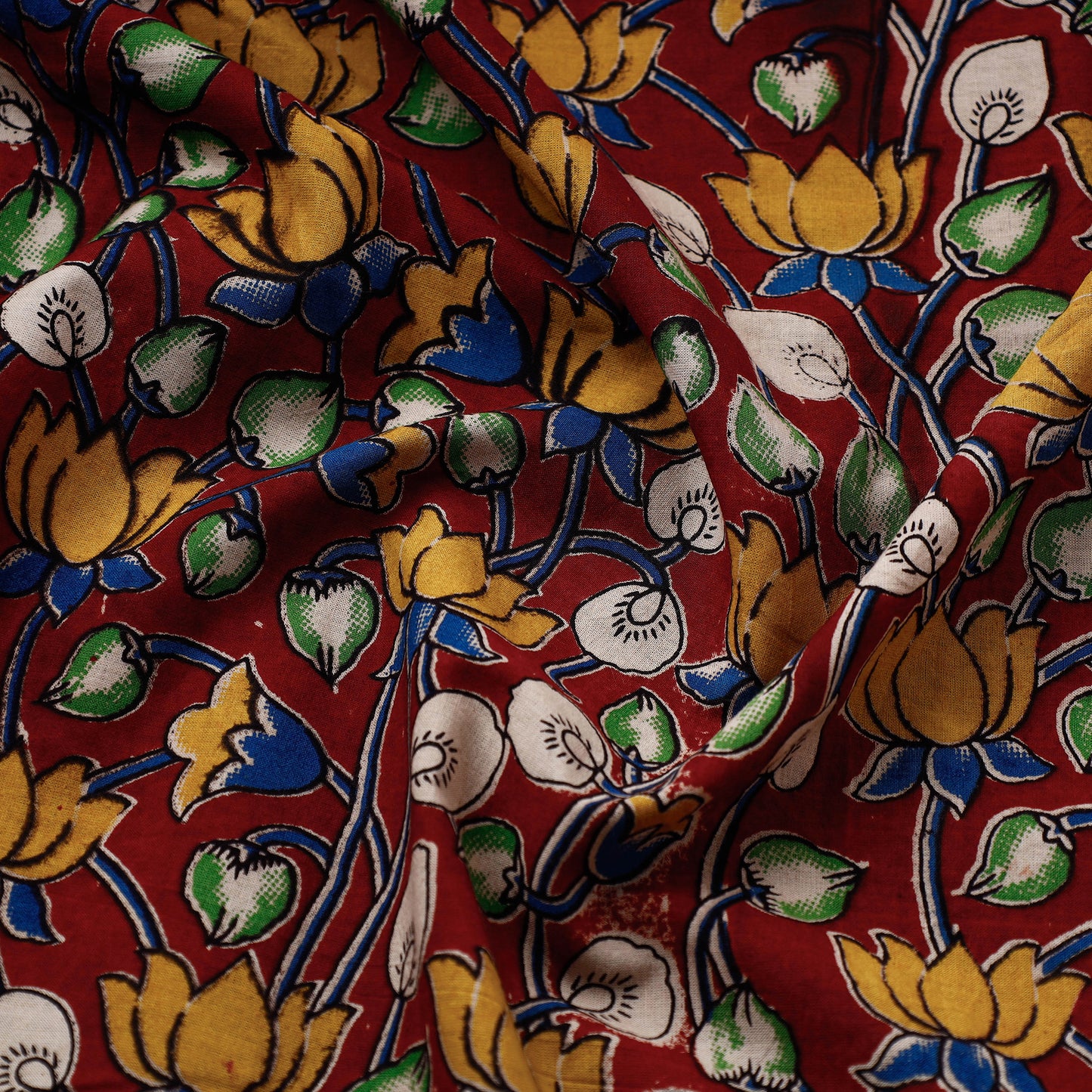 Red - Kalamkari Printed Cotton Fabric