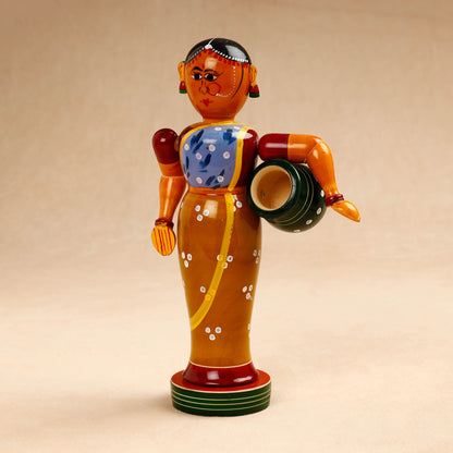 Pot Lady - Etikoppaka Handcrafted Wooden Decor Item