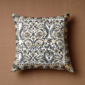 Beige Block Print Cotton Sanganeri Cushion Cover