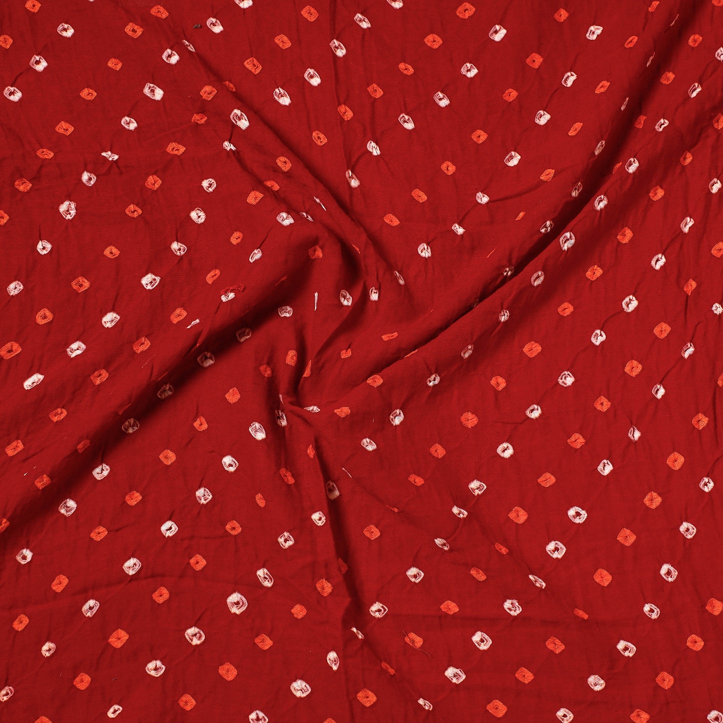 Red - Kutch Bandhani Tie-Dye Satin Cotton Precut Fabric