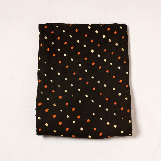 Black - Kutch Bandhani Tie-Dye Satin Cotton Precut Fabric