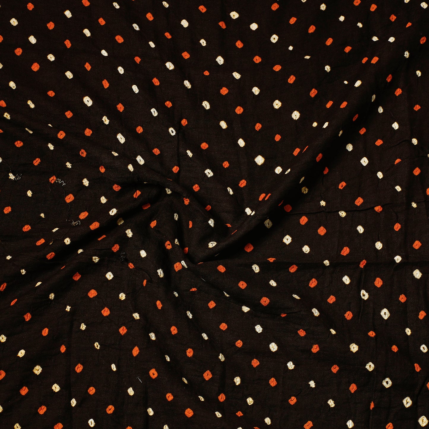 Black - Kutch Bandhani Tie-Dye Satin Cotton Precut Fabric
