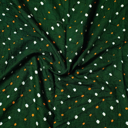 Green - Kutch Bandhani Tie-Dye Satin Cotton Precut Fabric