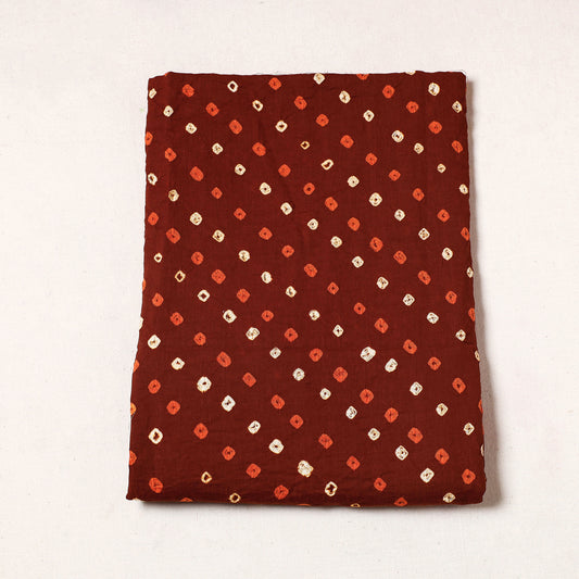 Brown - Kutch Bandhani Tie-Dye Satin Cotton Precut Fabric