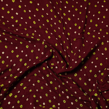 Maroon - Kutch Bandhani Tie-Dye Satin Cotton Precut Fabric