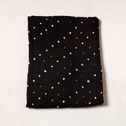 Black - Kutch Bandhani Tie-Dye Satin Cotton Precut Fabric (1.95 Meter)