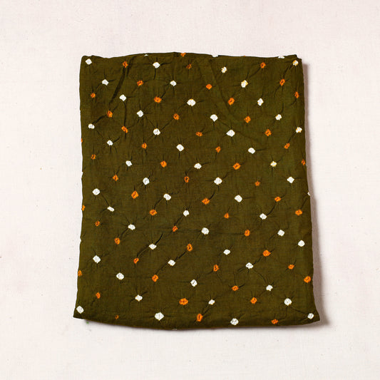 Green - Kutch Bandhani Tie-Dye Satin Cotton Precut Fabric (0.85 Meter)