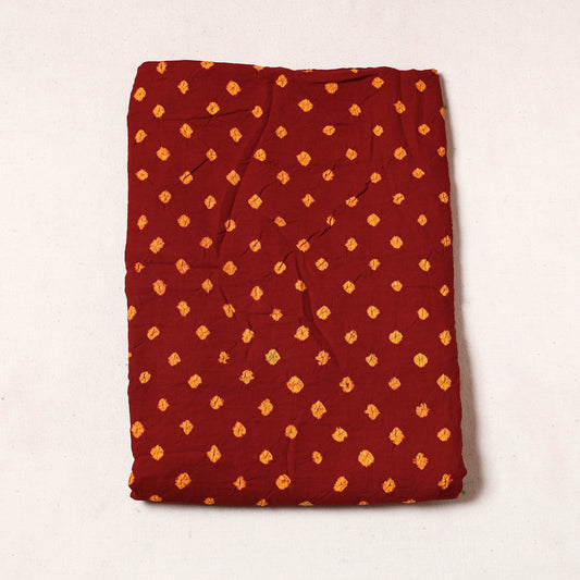 Red - Kutch Bandhani Tie-Dye Satin Cotton Precut Fabric (1.8 Meter)