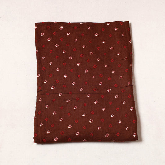Brown - Kutch Bandhani Tie-Dye Satin Cotton Precut Fabric (1.75 Meter)