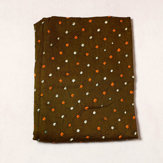 Green - Kutch Bandhani Tie-Dye Satin Cotton Precut Fabric (1.7 Meter)