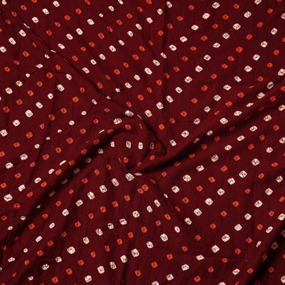 Maroon - Kutch Bandhani Tie-Dye Satin Cotton Precut Fabric (0.7 Meter)