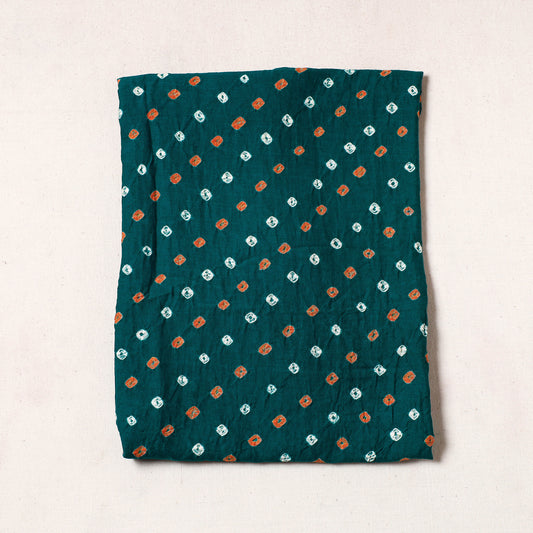 Green - Kutch Bandhani Tie-Dye Satin Cotton Precut Fabric (0.9 Meter)