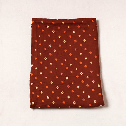 Brown - Kutch Bandhani Tie-Dye Satin Cotton Precut Fabric (1.65 Meter)