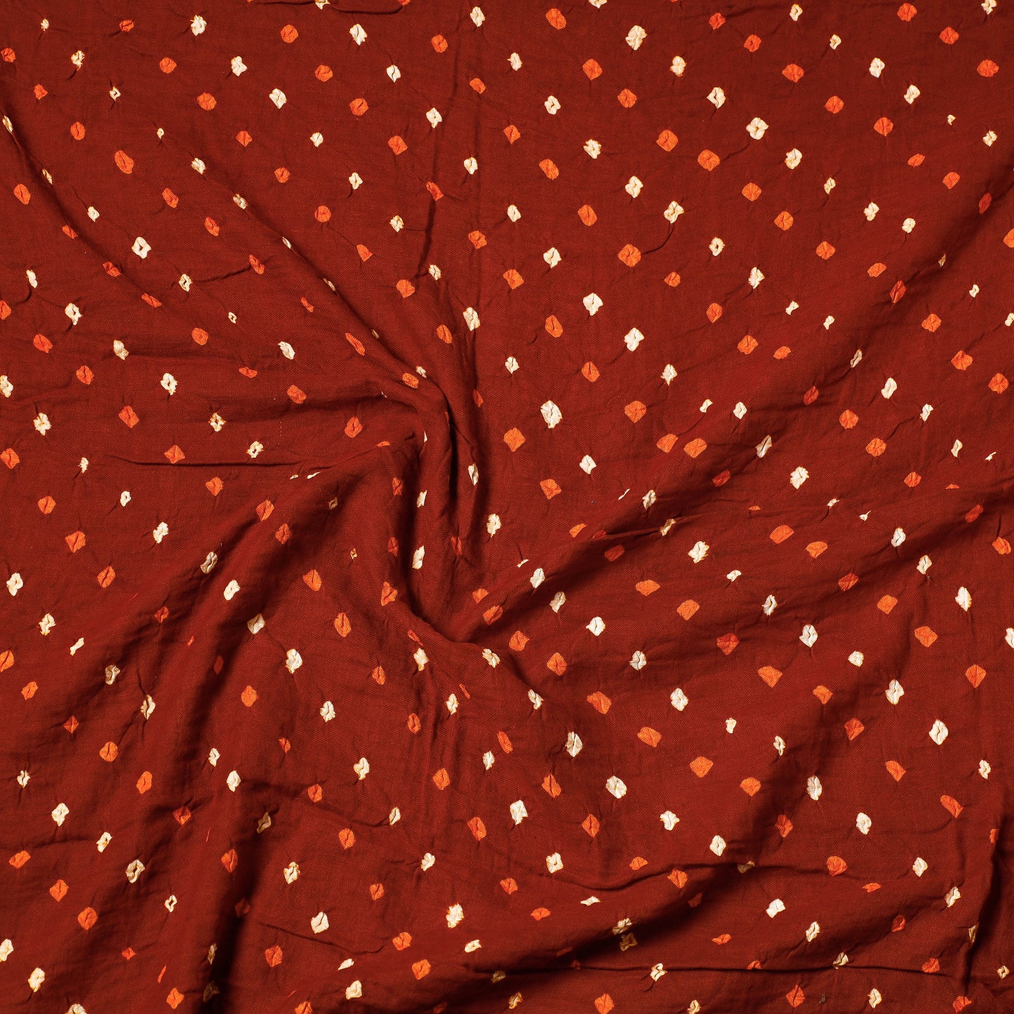 Brown - Kutch Bandhani Tie-Dye Satin Cotton Precut Fabric (1.65 Meter)