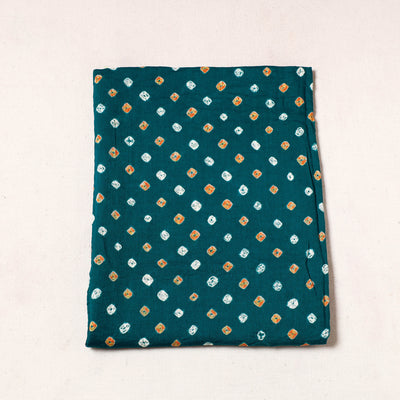 Green - Kutch Bandhani Tie-Dye Satin Cotton Precut Fabric (0.8 Meter)