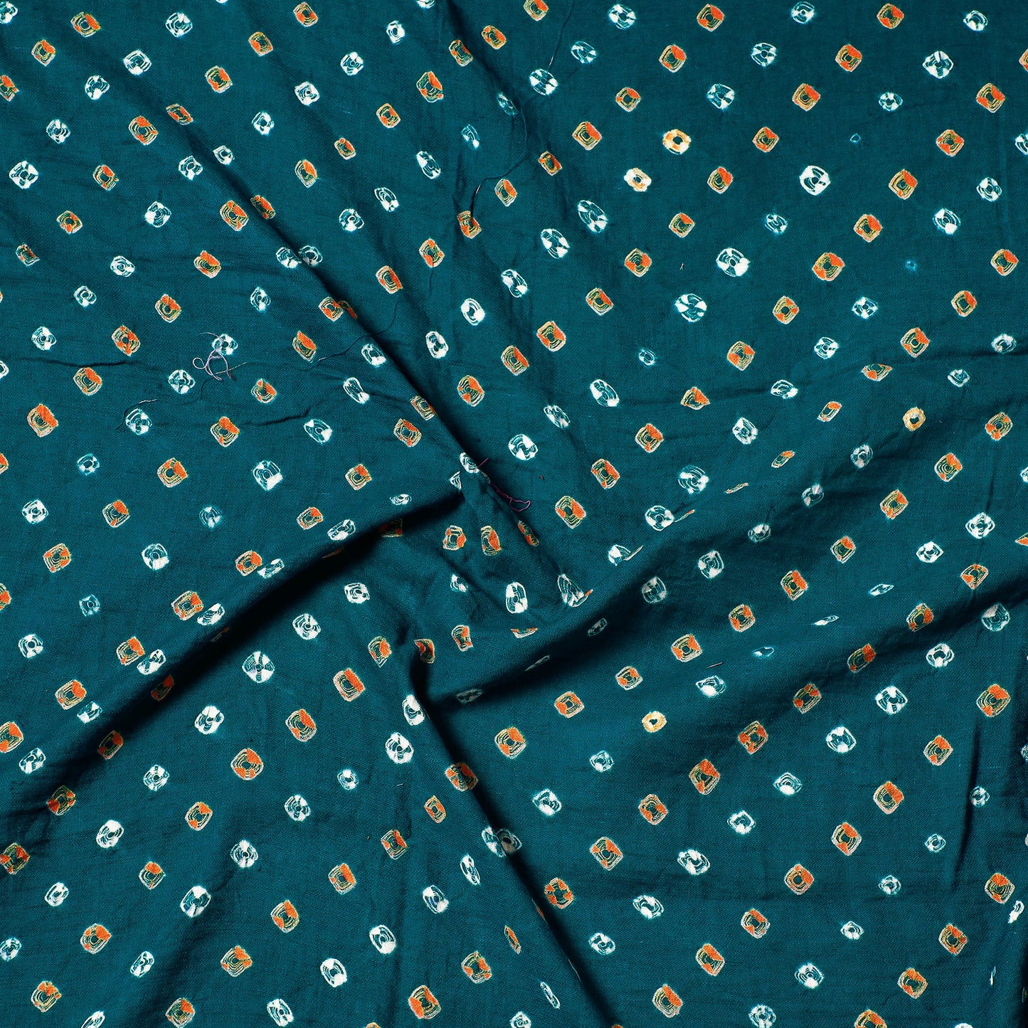 Green - Kutch Bandhani Tie-Dye Satin Cotton Precut Fabric (0.8 Meter)