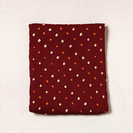 Maroon - Kutch Bandhani Tie-Dye Satin Cotton Precut Fabric (1.8 Meter)