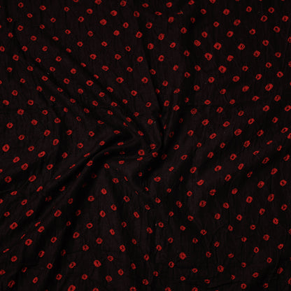 Black - Kutch Bandhani Tie-Dye Satin Cotton Precut Fabric (0.8 Meter)