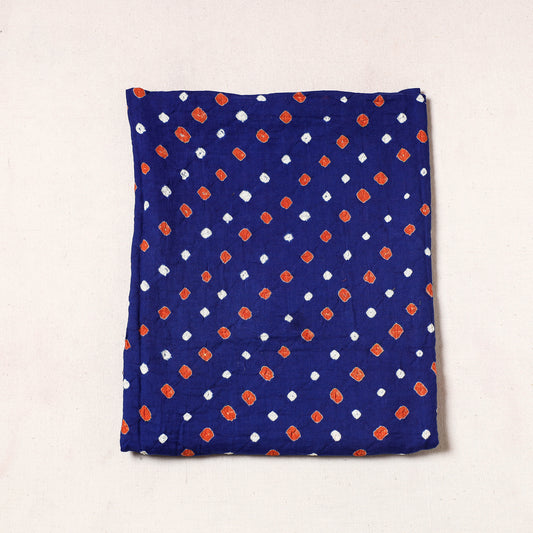 Blue - Kutch Bandhani Tie-Dye Satin Cotton Precut Fabric (0.8 Meter)