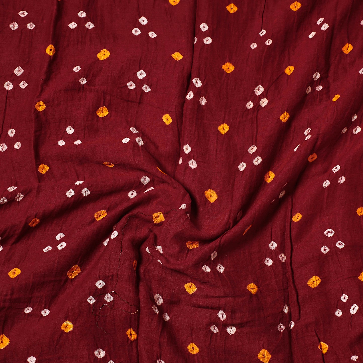 Maroon - Kutch Bandhani Tie-Dye Satin Cotton Precut Fabric