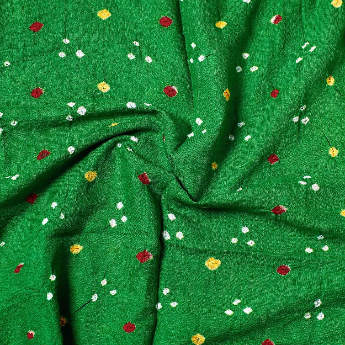 Green - Kutch Bandhani Tie-Dye Satin Cotton Precut Fabric