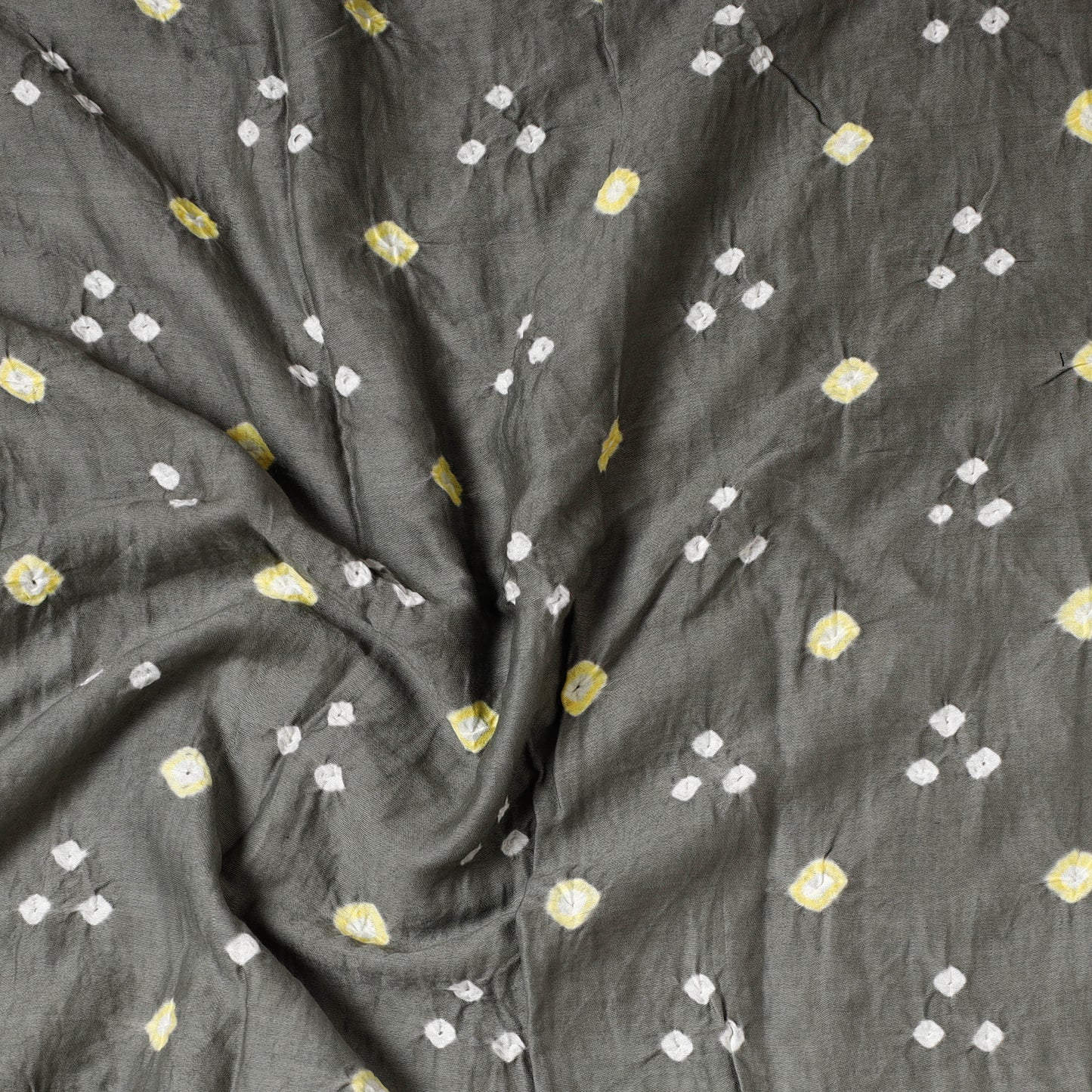 Grey - Kutch Bandhani Tie-Dye Satin Cotton Precut Fabric