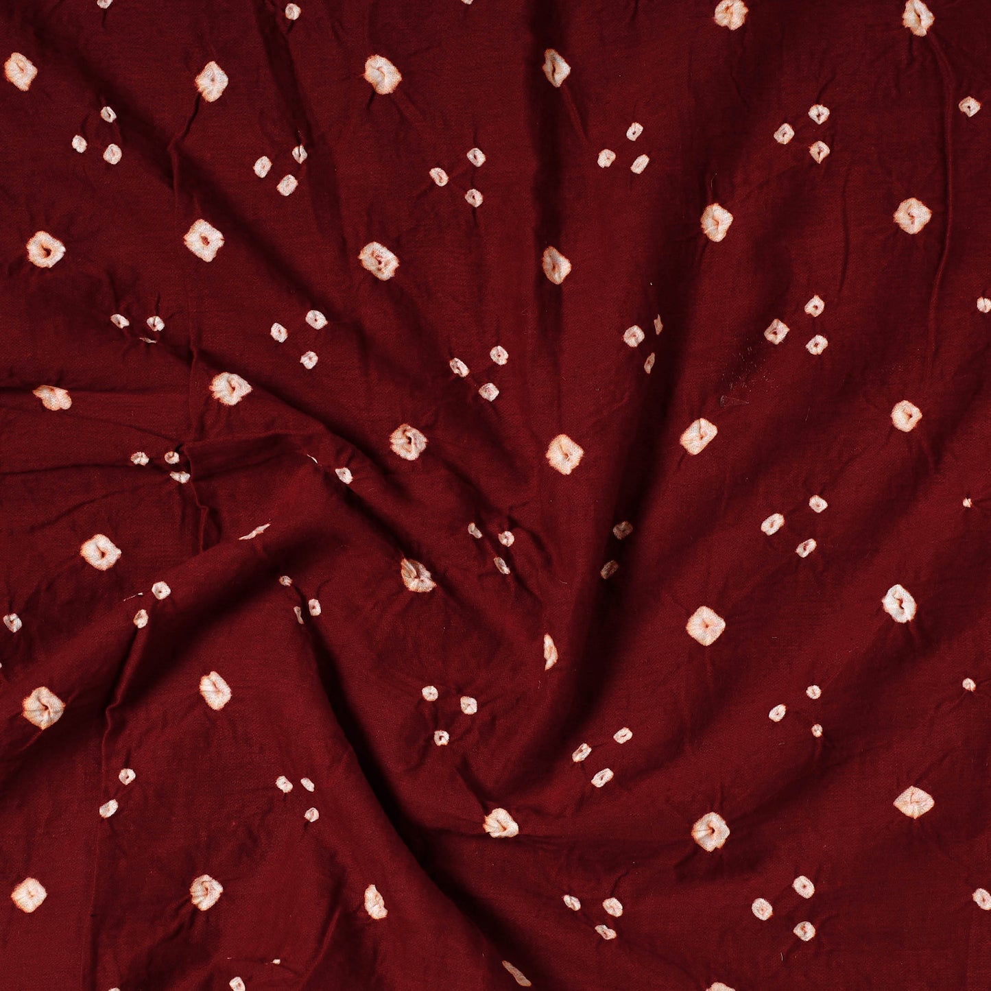 Maroon - Kutch Bandhani Tie-Dye Satin Cotton Precut Fabric