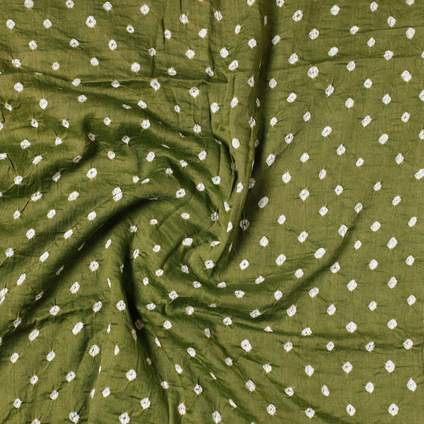 Green - Kutch Bandhani Tie-Dye Mul Cotton Precut Fabric