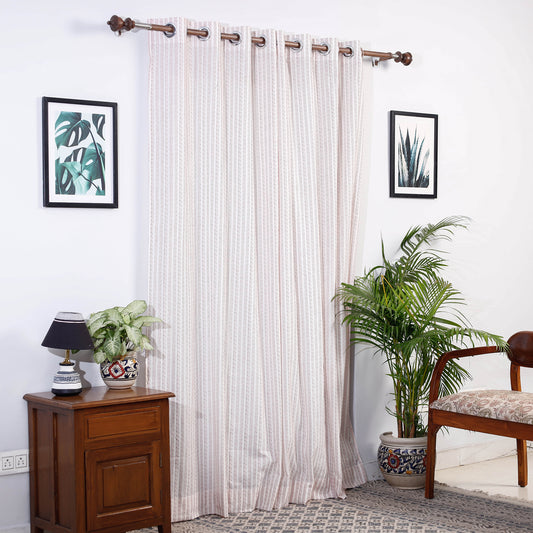White - Jacquard Weave Cotton Door Curtain (7 x 3 Feet) (single piece)