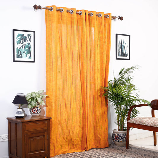 Yellow - Jacquard Weave Cotton Door Curtain (7 x 3 Feet) (single piece)