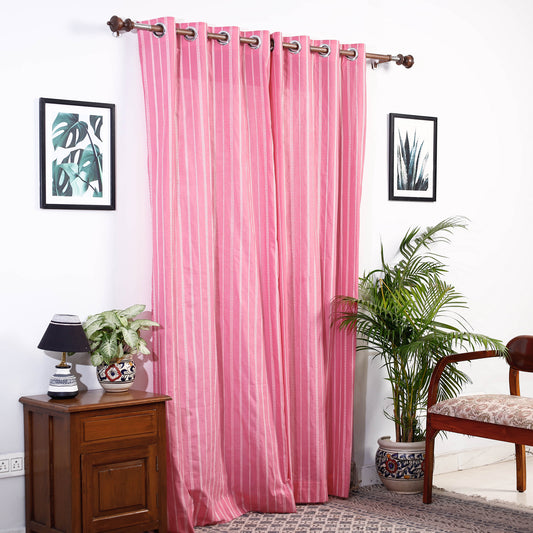 Pink - Jacquard Weave Cotton Door Curtain (7 x 3 Feet) (single piece)