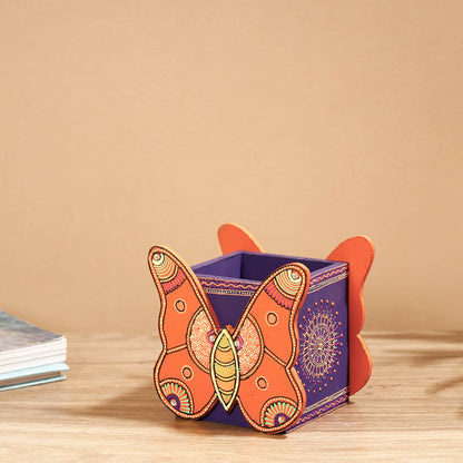 Butterfly - Abstract Pastel Handpainted Wooden Pen Stand