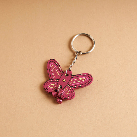 Butterfly - Abstract Pastel Handpainted Wooden Key Chain