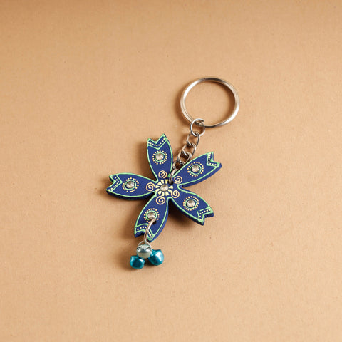 Flower - Abstract Pastel Handpainted Wooden Key Chain