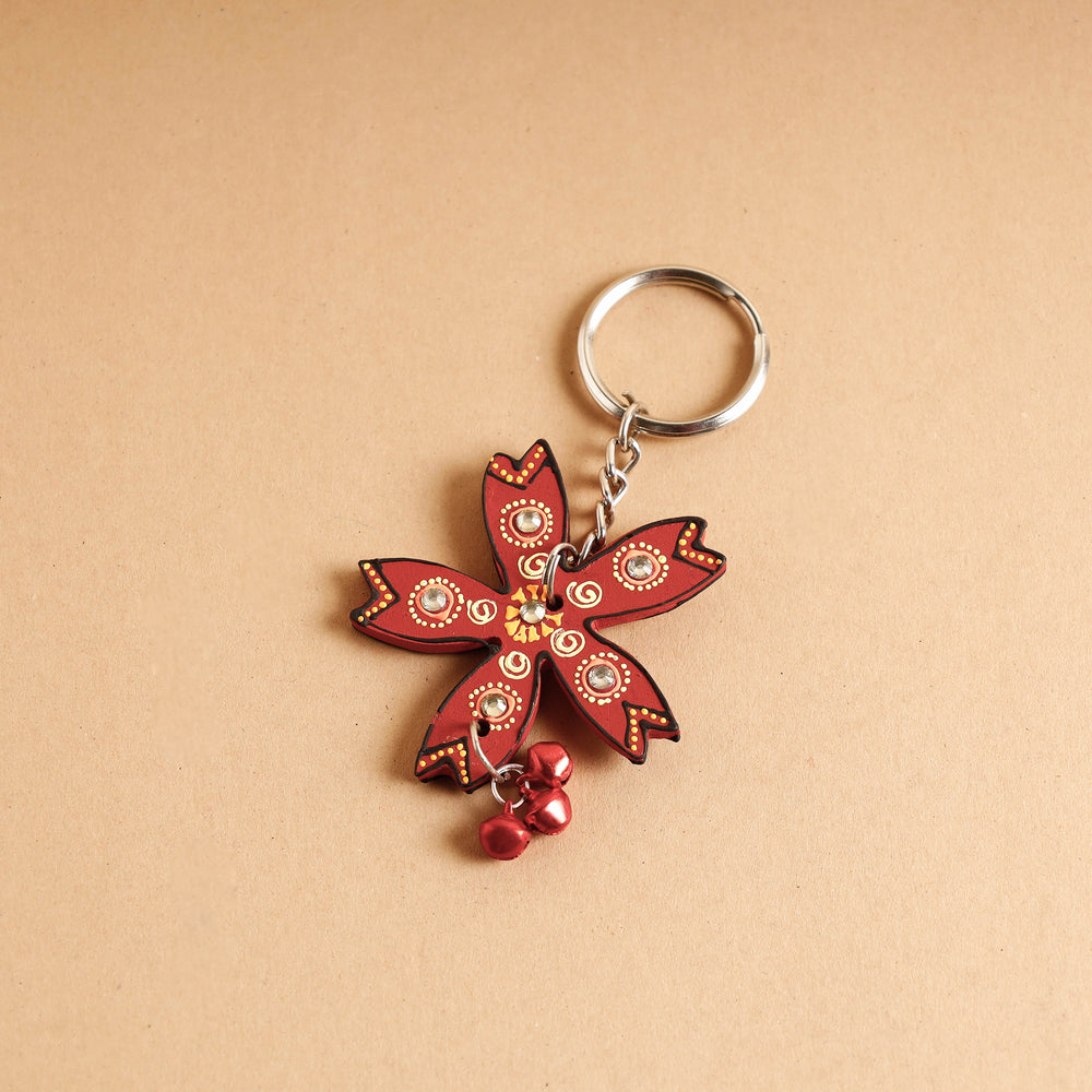 Flower - Abstract Pastel Handpainted Wooden Key Chain