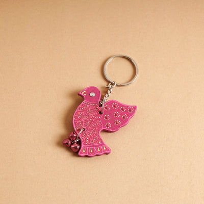 Dove - Abstract Pastel Handpainted Wooden Key Chain