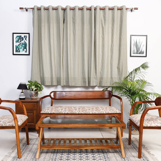 Beige - Jacquard Weave Cotton Window Curtain (5 x 3 Feet) (single piece)