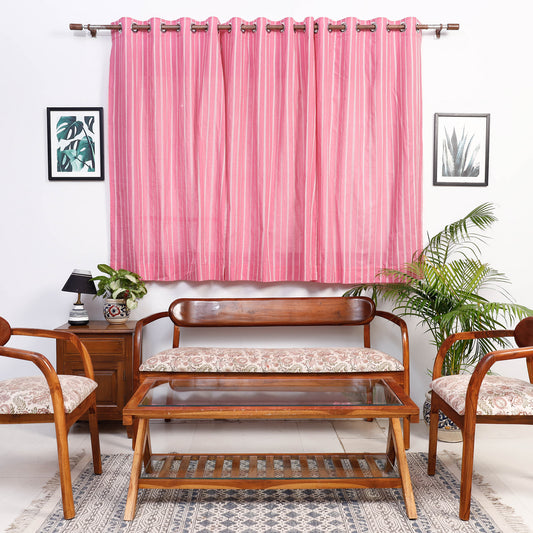 Pink - Jacquard Weave Cotton Window Curtain (5 x 3 Feet) (single piece)