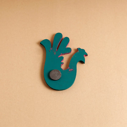 Peacock - Abstract Pastel Handpainted Wooden Magnet