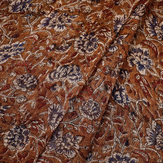Brown - Bagru Block Printed Kota Doria Cotton Fabric