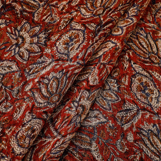 Red - Bagru Block Printed Kota Doria Cotton Fabric