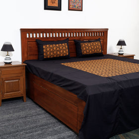 Buy Plain Cotton Double Bed Cover Set with Bagh Patchwork Online l iTokri.com
