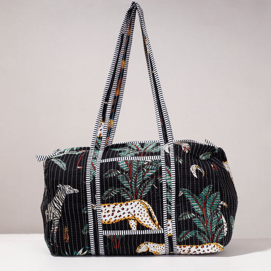 Handcrafted Printed Quilted Cotton Travel Duffle Bag