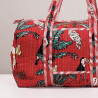 Handcrafted Printed Quilted Cotton Travel Duffle Bag