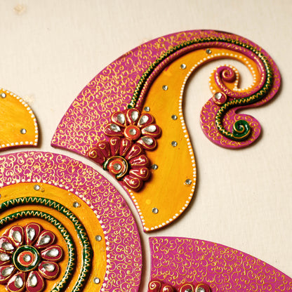 Flower - Festive Decor Handpainted Kundan Work Wooden Rangoli