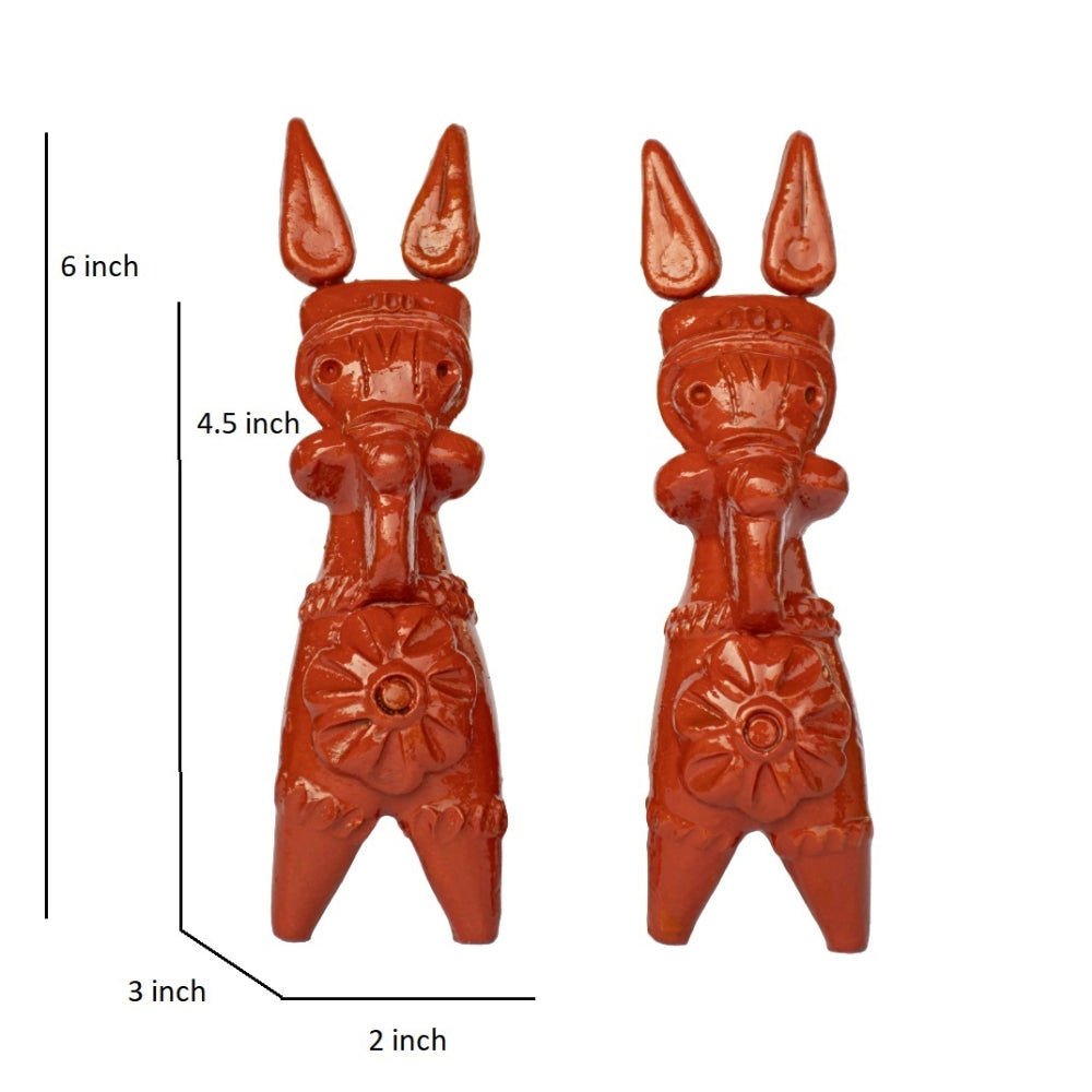 Terracotta Bankura Horse (Set of 2) T002 || (H x W x L)= 6 inch x 2 inch x 3 inch