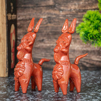 Terracotta Bankura Horse (Set of 2) T002 || (H x W x L)= 6 inch x 2 inch x 3 inch