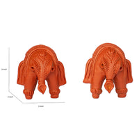 Terracotta Bankura Elephant (Set of 2) T005 || (H x W x L)= 3 inch x 3 inch x 3 inch