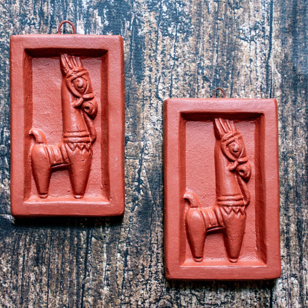 Terracotta Bankura Horse Wall Hanging (Set of 2)