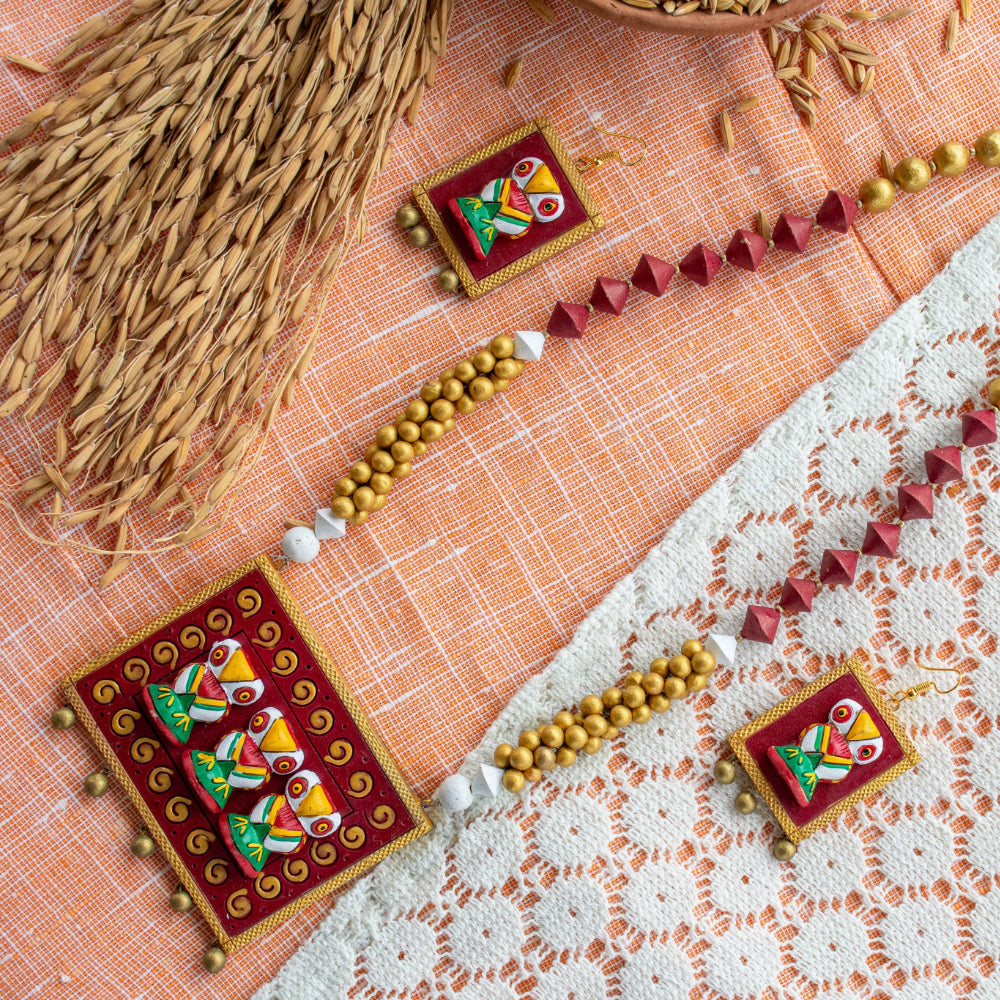 Terracotta Necklace Set for Woman